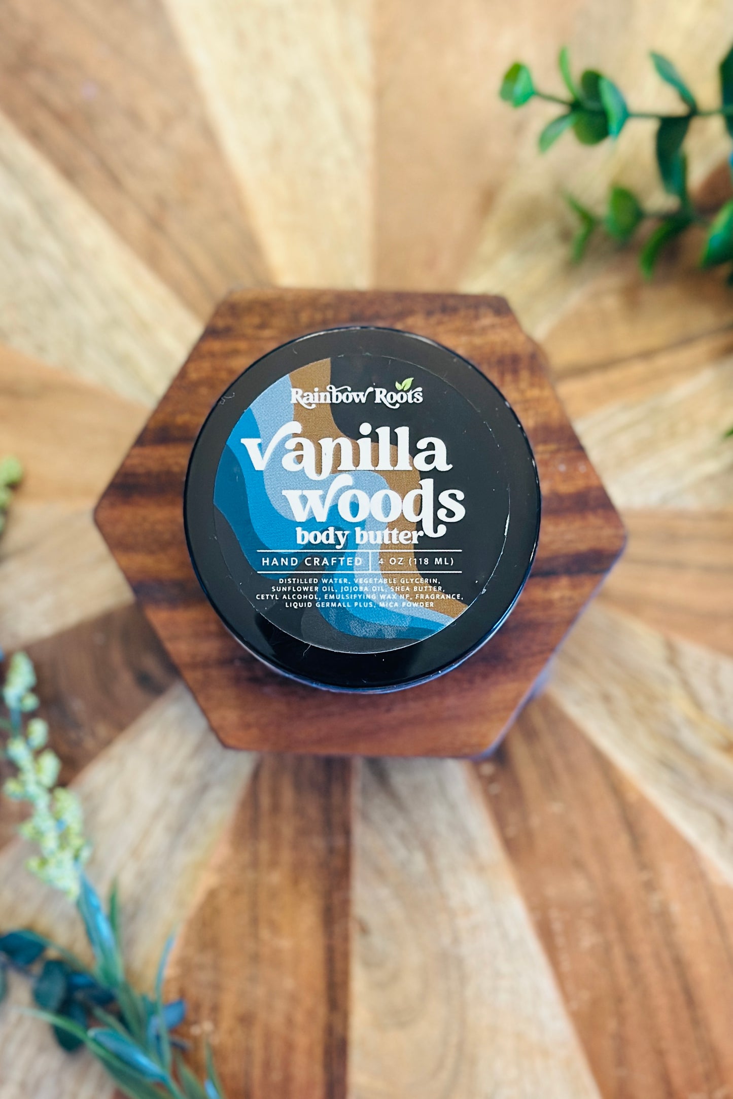 Vanilla Woods Body Butter | Handcrafted - Emulsified - Hydrating | 1oz - 4oz - 8oz | Rainbow Roots
