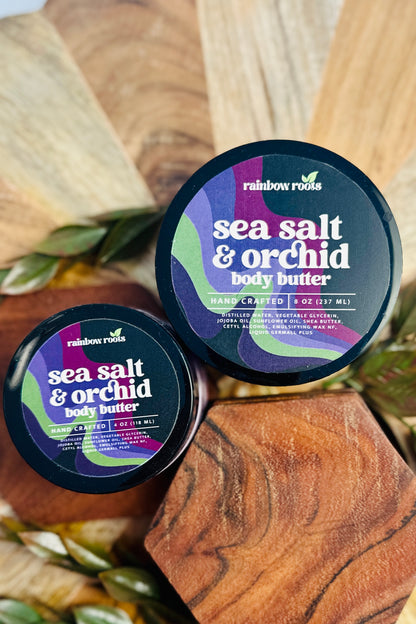 Sea Salt & Orchid Body Butter | Handcrafted - Emulsified - Hydrating | 1oz - 4oz - 8oz | Rainbow Roots