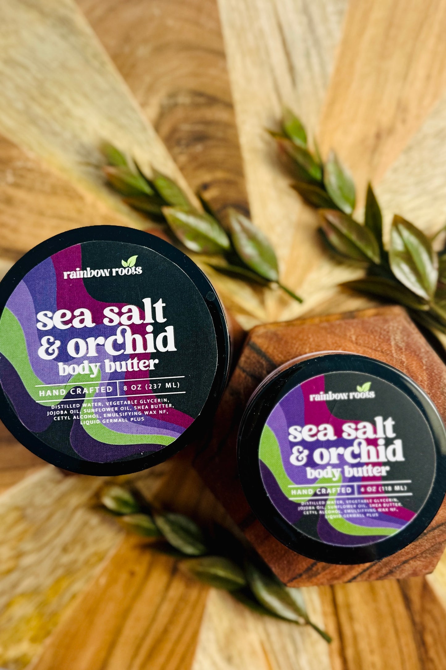 Sea Salt & Orchid Body Butter | Handcrafted - Emulsified - Hydrating | 1oz - 4oz - 8oz | Rainbow Roots