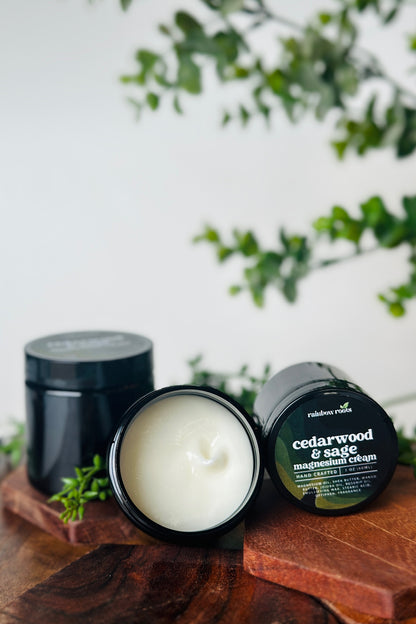 Cedarwood & Sage Magnesium Cream | Handcrafted - Topical - Sleep & Muscle Support | Rainbow Roots