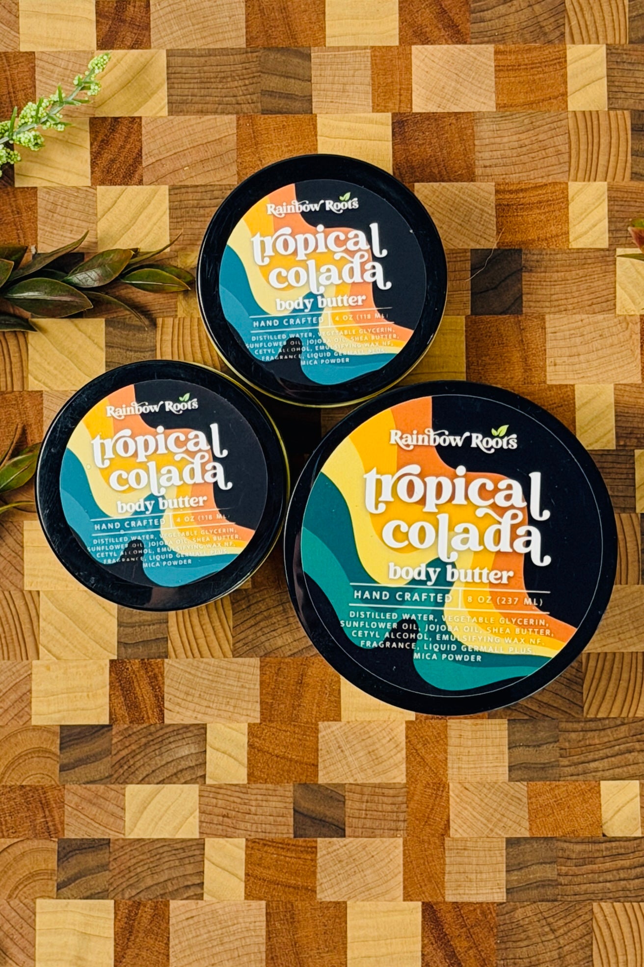 Tropical Colada Body Butter | Handcrafted - Emulsified - Hydrating | 4oz - 8oz | Rainbow Roots