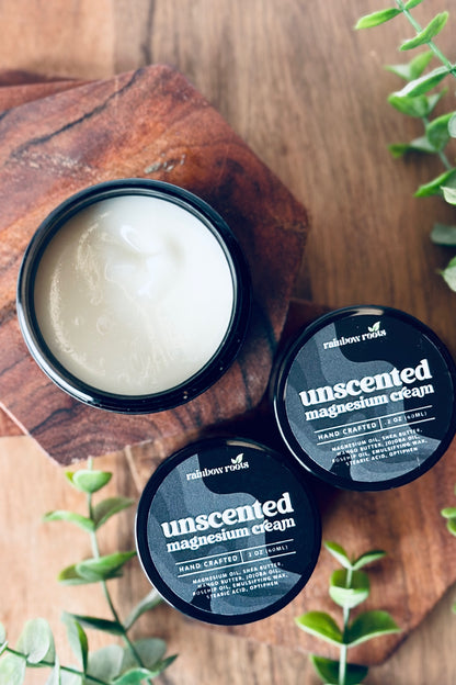 Naked [Unscented] Magnesium Cream | Handcrafted - Topical - Sleep & Muscle Support | Rainbow Roots