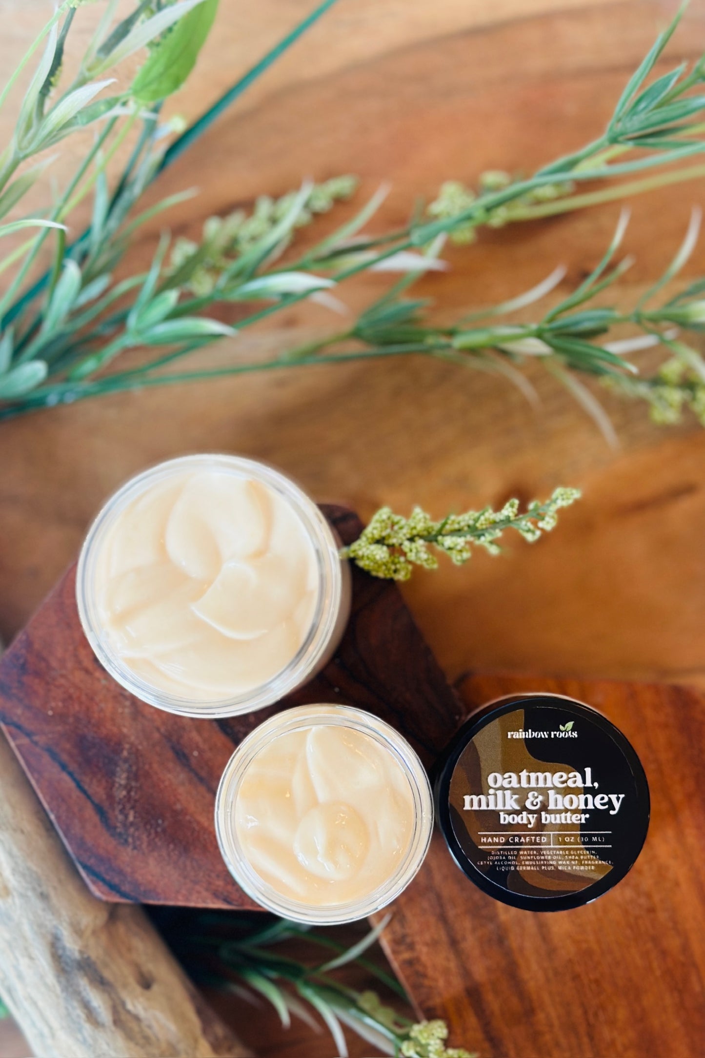 Oatmeal, Milk & Honey Body Butter | Handcrafted - Emulsified - Hydrating | 4oz - 8oz | Rainbow Roots