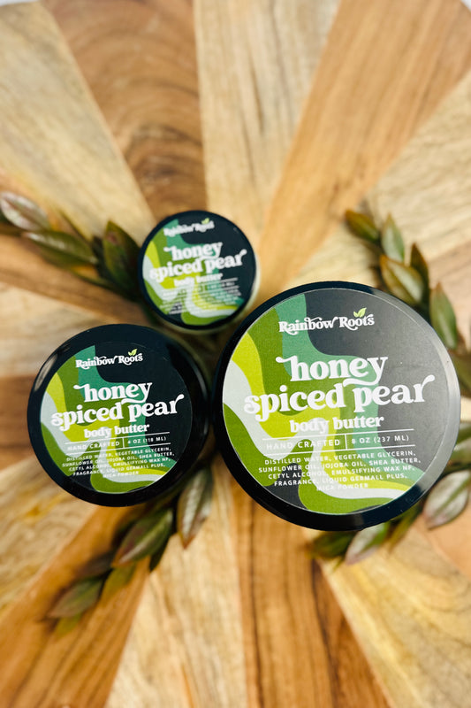 Honey Spiced Pear Body Butter | Handcrafted - Emulsified - Hydrating | 1oz - 4oz - 8oz | Rainbow Roots