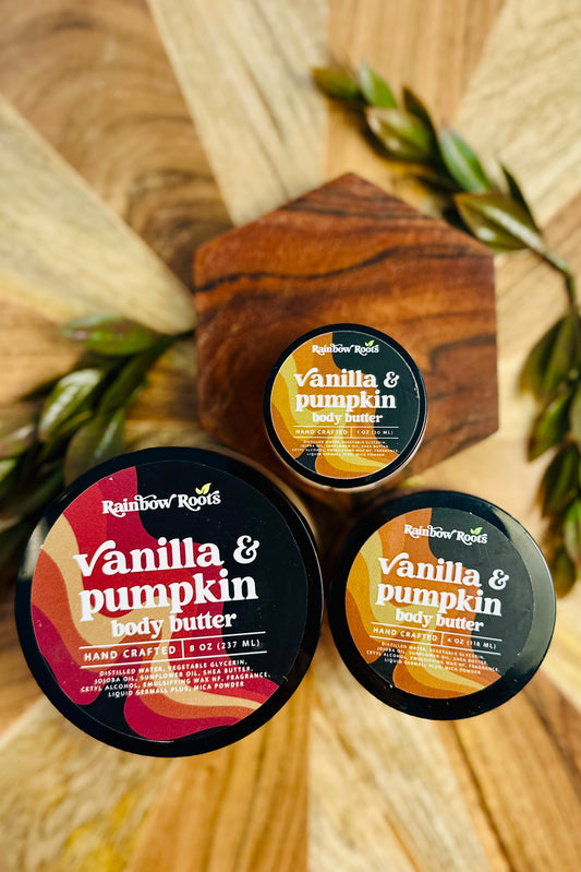 Vanilla & Pumpkin Body Butter | Handcrafted - Emulsified - Hydrating | 1oz - 4oz - 8oz | Rainbow Roots