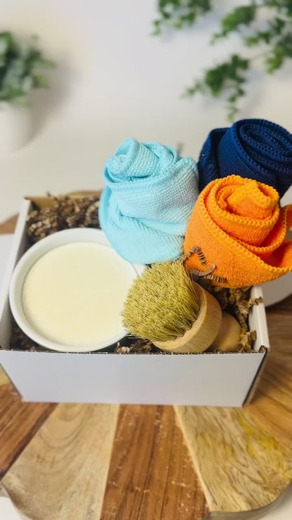 Lather & Linen Dish Soap Gift Set | Lemon Scented - Eco Friendly - Tough on Grease | Rainbow Roots